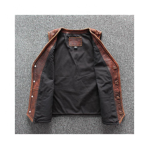 Chalecos de Cuero Genuino de la Mejor Calidad para Hombre, Ropa Exterior de Motociclista Transpirable de Alta Calidad, Logotipo Personalizado, a la Moda para Invierno - Product Image 2