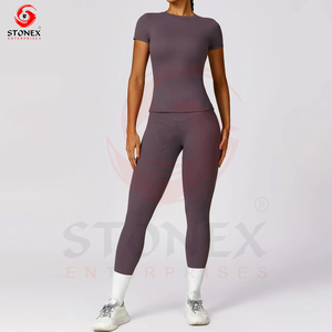 ชุดโยคะเอวยางยืดแบบสั่งทำพิเศษ ปี 2025 สำหรับผู้หญิง คุณภาพสูง ผลิตจากผ้าสแปนเด็กซ์/ไนลอน ยืดได้สี่ทิศทาง ไซส์พลัส ชุดโยคะ 2 ชิ้น - Product Image 4