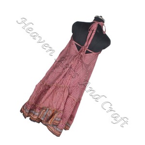 Robe d'été bohème en soie, Sari en soie bohème, col en V, Hippy Boho, vêtements pour femmes, Sari en soie indien Vintage - Product Image 6