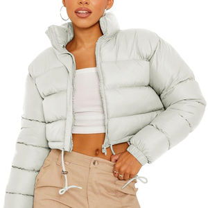 Top vente Logo personnalisé recadrée doudoune pour femmes coupe-vent avec col rabattu coton remplissage traitement brut 2025 - Product Image 1