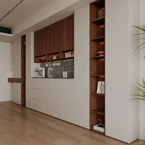 Buffet moderne minimaliste avec étagères à LED, grande capacité de rangement pour salle à manger et cuisine - Product Image 1