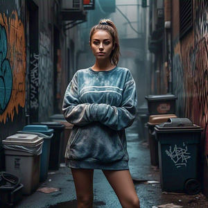 เสื้อสเวตเตอร์สำหรับผู้หญิงแนววินเทจซักด้วยกรดเสื้อสเวตเชิ้ตสำหรับผู้หญิงเสื้อสเวตเชิ้ตสีหินเปิดไหล่คอเสื้อลูกเรือแบบลำลอง - Product Image 6