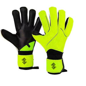 Gants de gardien de but personnalisés de haute qualité en latex antidérapant avec fermeture à crochets et boucles, ajustement moyen - Product Image 1