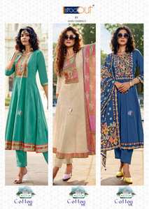 Collection de Salwar Kameez et Dupatta en Coton Premium Fantaisie, Style Traditionnel, Toutes Saisons, pour Tenues de Fête et Mariages (Vente en Gros) - Product Image 4