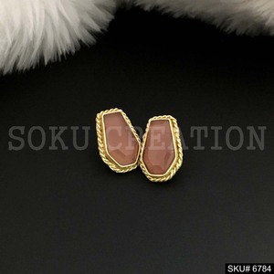 Boucles d'oreilles à la mode en laiton plaqué or avec pierres précieuses en fil torsadé chrétien religieux pour Anniversaries-SKU6784 - Product Image 1