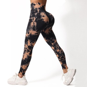 Collants en marbre sans couture, taille haute, leggings de fitness pour femmes avec logo personnalisé, leggings de sport de yoga avec tie-dye - Product Image 1