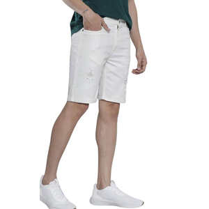 Pantalones cortos vaqueros de corte simple para hombre con apariencia lavada y sensación suave para la comodidad diaria Pantalones cortos vaqueros casuales para hombre - Product Image 1