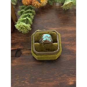 Bague artisanale Navajo en argent sterling et turquoise Mine 8, taille 9, bijou de collection culturel - Product Image 1