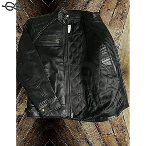 Veste de motard en cuir véritable pour hommes, vestes de moto en cuir d'agneau vieilli noir et marron vintage, vêtements d'extérieur durables et élégants pour hommes - Product Image 2