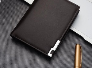 Cartera de cuero genuino delgada para hombre con cierre abierto Tarjetero de negocios minimalista hecho de cuero de alta calidad - Product Image 4