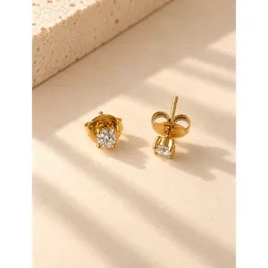 Pendientes Pequeños Tipo Solitario de Aleación de Zinc - Product Image 3