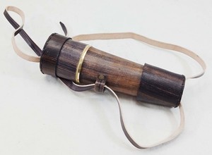 Telescopio forrado de cuero gris Senderismo Camping Diseñador náutico personalizado Telescopio de latón coleccionable - Product Image 6