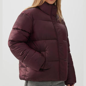 High Quality Warm Knitted Puffer Jacket Women Zipper <b>Coat</b> Cotton Padded <b>Outwear</b> Canvas Long Bomber Bubble Jackets For Ladies - Product Image 2
