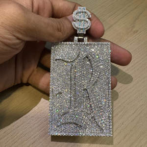 Colgante personalizable de Plata de Ley 925 con nombre helado chapado en oro Moissanite diamante color blanco piedra para él estilo Hip Hop - Product Image 5