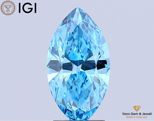 Diamante Cultivado en Laboratorio con Certificación IGI, Corte Marquesa, 2.00 Quilates, Color Azul Intenso, Claridad VS1, CVD, para Joyería de Primera Calidad - Product Image 1