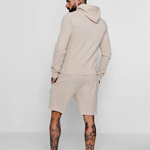 Conjunto de 2 piezas de ropa de fabricante para hombre, chándales informales lisos, pantalones cortos ajustados, traje de 2 piezas, conjunto de pantalones cortos con capucha - Product Image 2