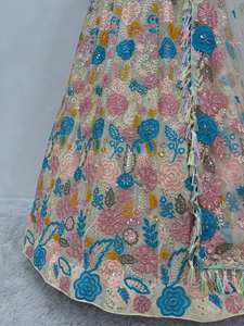 Vêtements de mariée Foax lourd Georgette brodé séquence travail Lehengas Choli avec des vêtements indiens et pakistanais Dupatta - Product Image 4