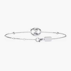Joyería personalizada de gama alta para mujer, diseño de cadena minimalista con acentos brillantes de CZ, pulsera de diamantes de moissanita de oro blanco - Product Image 3