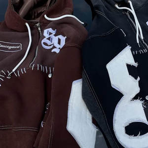 Survêtements de broderie lourds pour hommes sweat-shirt en coton délavé à l'acide ensemble de pantalons de survêtement et de sweat à capuche deux pièces ensembles pour hommes - Product Image 5