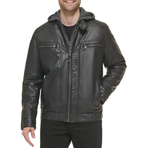 Customized Logo Zipper <b>Long</b> Sleeve Outdoor Coat Pocket Decoration Mens <b>Leather</b> <b>Jacket</b> Business - Product Image 3