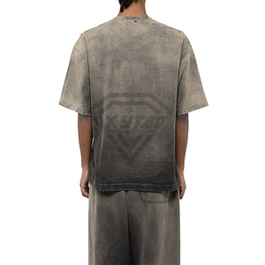 Vente en gros T-shirts épais 100% coton col rond uni vintage T-shirt personnalisé imprimé lavé à l'acide pour hommes - Product Image 2