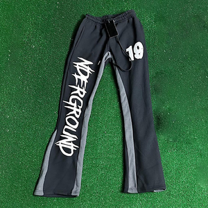 OEM 2025 puff estampado Jogger Pantalones para hombres logotipo personalizado lavado ácido vintage casual Flare sudor bordado pantalones hombres - Product Image 3