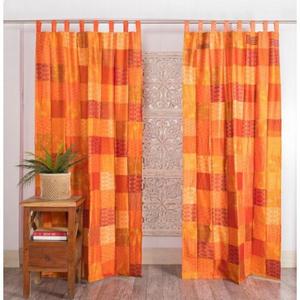 Hecho a mano indio bohemio Vintage Boho Hippie Patchwork cortinas seda Sari decorativo para casa habitación puerta ventana decoraciones - Product Image 2