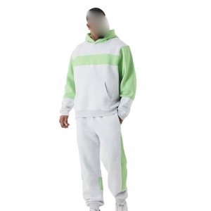 Ensemble de survêtement pour homme personnalisé, sweat à capuche surdimensionné, logo imprimé vierge, grande taille, 100% coton, survêtements de course pour homme - Product Image 1