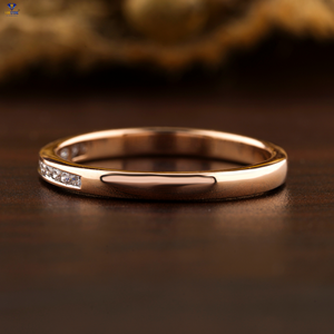 Anillo de diamante de corte brillante redondo TDW 0,10 | Ajuste de canal de oro rosa Cvd/Hpht Diamond Lab Stone - Product Image 3