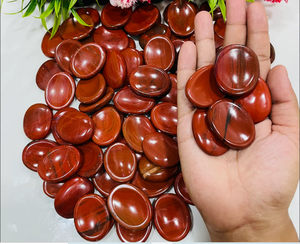 Produits en cristal Reiki Pierre de cristal naturel Pierre de jaspe rouge Pierre de palmier Cabochons en cristal de forme ovale Cadeau - Product Image 2