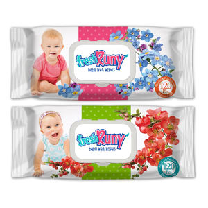 Freshruny 120 pièces bébé lingettes humides haute qualité 35gsm 15*18cm Fliptop meilleur prix fraîcheur garantie - Product Image 1
