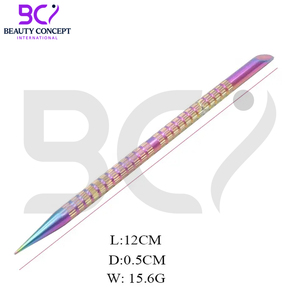 อุปกรณ์ทำเล็บทำจากสแตนเลสหลายสีเงินปากกาจุดปลายสองด้านอุปกรณ์กำจัดผิวที่ตายแล้วที่ดันเล็บหนังกำพร้า - Product Image 4