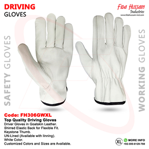 Gants de conducteur non doublés OEM avec protection maximale Dos élastique froncé style pouce en cuir de chèvre - Product Image 6