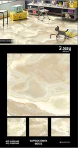 Azulejos de porcelana para suelo y pared con aspecto de mármol de Color oscuro moderno 80x80 brillo brillante 8/10mm de espesor para sala de estar - Product Image 3