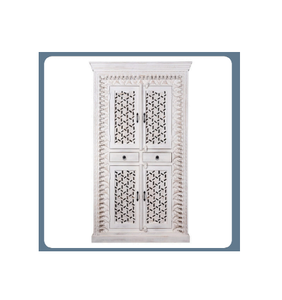 Sculptures orientales faites à la main armoires de rangement pour chambre à coucher indien solide manguier extensible autoportant verrouillable assemblé - Product Image 4