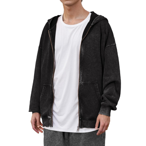 2025 basiques, coton mélangé personnalisé lavage à l'acide sweats à capuche hommes poids léger manches complètes nouveau Design lavage à l'acide sweats à capuche - Product Image 6