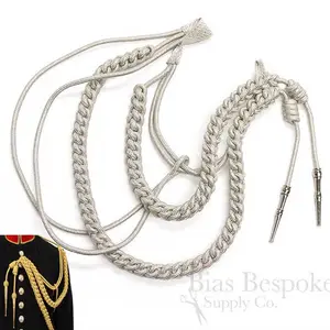 Offizieruniform geflochtene Aiguillette mit Metallspitzen und Silber