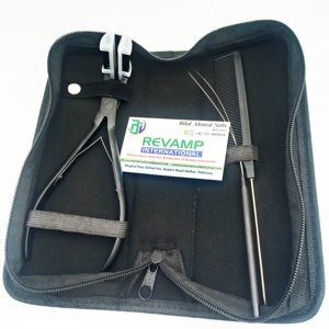 ชุดคีมหนีบผมเหล็กสีดำด้านแบบมืออาชีพชุดเครื่องมือต่อผมแบบห่วงชุดอุปกรณ์ต่อผมติดโลโก้แบบกำหนดเอง - Product Image 6