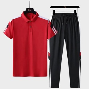 2024 Primavera Verano, pantalones largos cortos de algodón, Top blanco liso, conjunto de cuello plegable de verano, chándal informal para hombres - Product Image 3