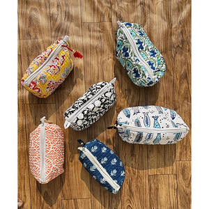 Women's Multicolor Floral <b>Quilted</b> <b>Makeup</b> <b>Bag</b> New Block Print Cotton Cosmetic Travel for Toiletry Gift <b>Bag</b> Zipper Closure Fashion - Product Image 1
