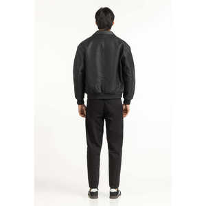 Veste en PU vintage automne-printemps, style motard décontracté avec fermeture éclair réversible, taille XS, imperméable, teinte unie, offre ODM - Product Image 3