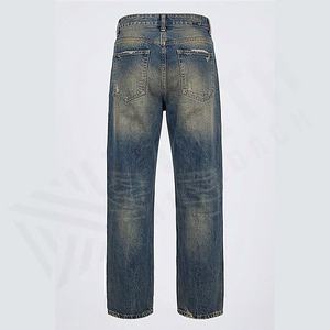 กางเกงยีนส์ผู้ชายคุณภาพสูง สไตล์ฮิปฮอป รุ่นใหม่สำหรับฤดูร้อน ลุควินเทจฟอกสี ทรงตรง สตรีทแฟชั่น สีสั่งทำได้ - Product Image 2