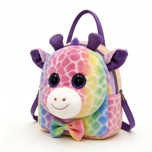 Unique plush giraffe plush <b>backpack</b>, rainbow plush <b>backpack</b>, big eye giraffe, beanie style, <b>kids</b> animal <b>backpack</b> - Product Image 5