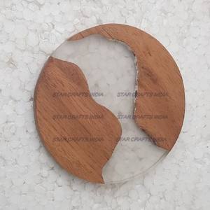 Sous-verres créatifs en bois et résine de forme ronde, marron et blanc, pour décorer la table et les fêtes d'anniversaire, ustensiles de cuisine, sous-verres utilisés - Product Image 5
