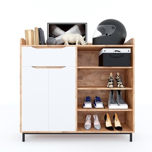 Meuble à chaussures de 1,2 m KG68034, design minimaliste, montage facile, bois de caoutchouc, pieds en fer, 120x35x110 (cm), tiroirs pour meubles de salon - Product Image 2