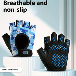 Gants de sport demi-doigts pour hommes et femmes, paume rembourrée, antidérapants, respirants, anti-humidité, pour la musculation, le cyclisme et les sports - Product Image 4