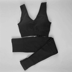 Meilleure vente bas quantité minimale de commande femmes Yoga ensemble couleur unie dernière conception femmes Yoga ensemble de haute qualité complet personnalisé 1 pièce sans couture sans bretelles - Product Image 2