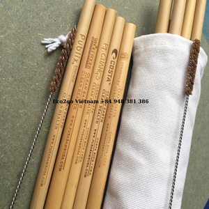 Logo personnalisé biodégradable lavable réutilisable durable pailles à boire en bambou paille de bambou bon marché par Eco2go Vietnam - Product Image 4