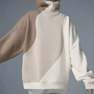 Sweat-shirts à capuche oversize en molleton avec logo personnalisé pour femmes, sweats à capuche de haute qualité pour femmes, vêtements de rue, sweats à capuche patchwork - Product Image 6