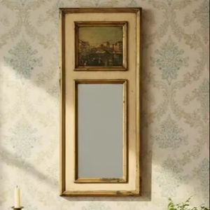 <b>Vintage</b> Italian Trumeau Wall <b>Mirror</b> Venetian Rialto Scene Mid-Century Florentine Style - Product Image 1